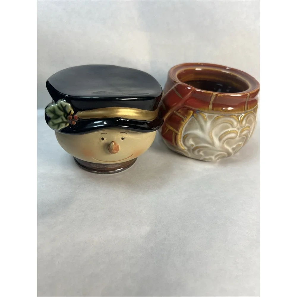 VTG Christmas Snowman‎ Cookie Candy Jar 5.8